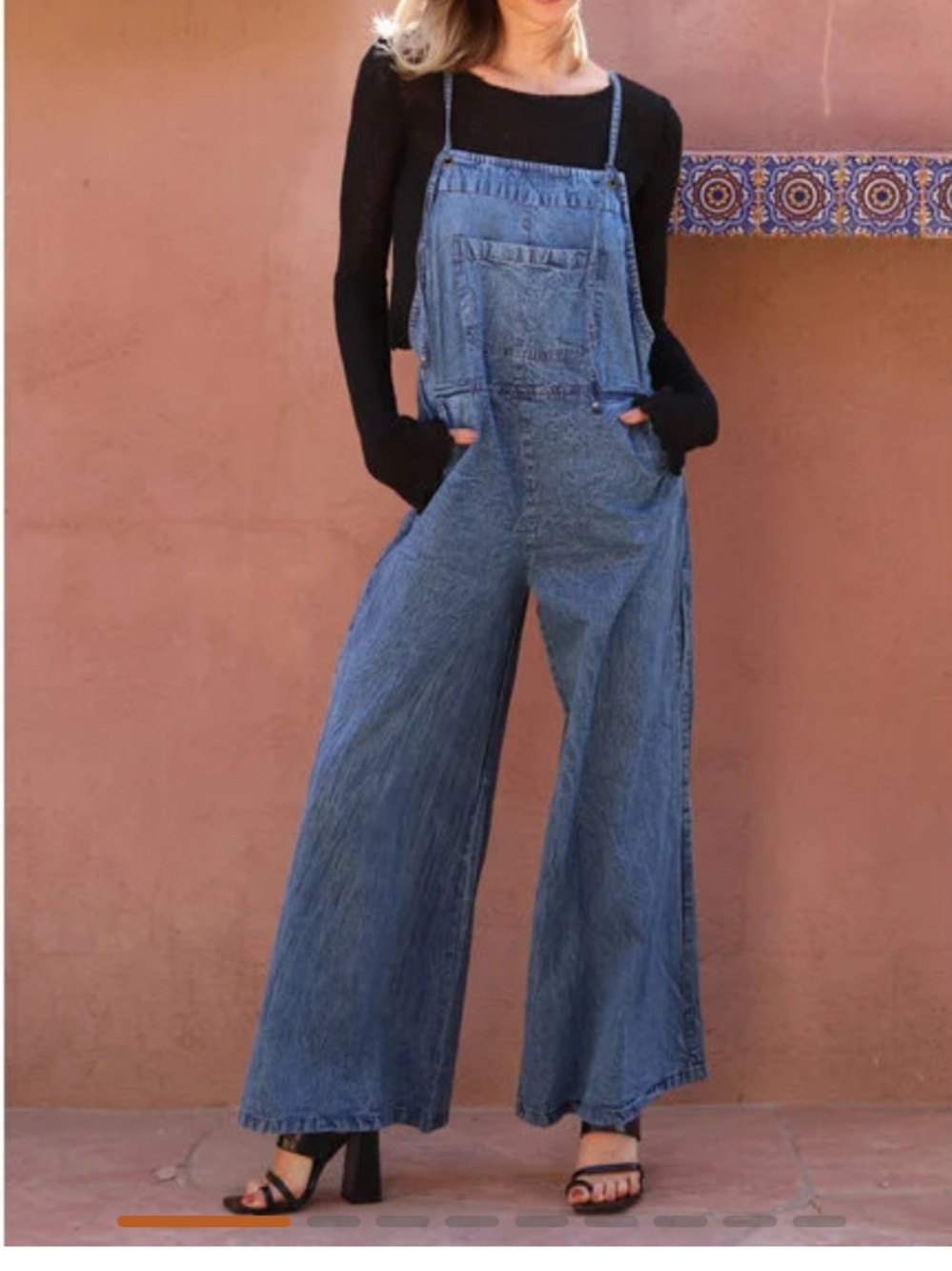 Angie Denim Wide-Leg Overalls